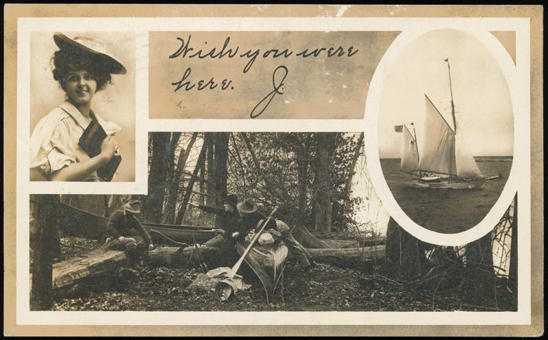 Woman, Sailboat, and Campers, Waterloo, Iowa Advertising