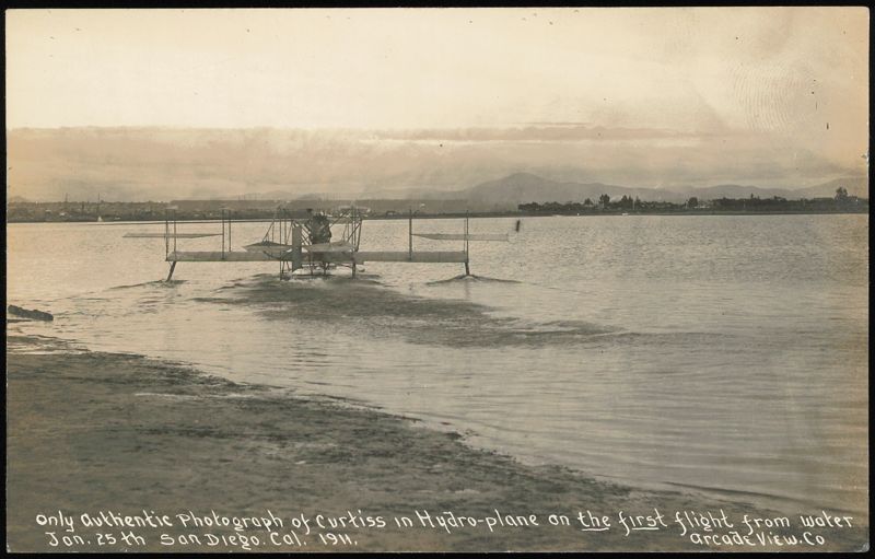 Curtiss Hydro-plane First Flight from Water, San Diego California