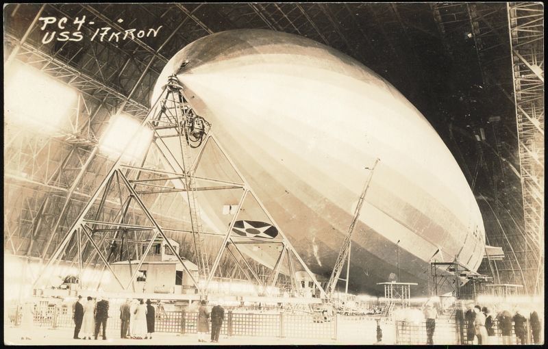 USS Akron ZRS-4 Airship in Hangar Ohio Airships