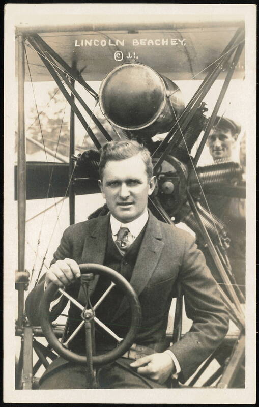 Lincoln Beachey in Airplane Cockpit Elkhart Indiana