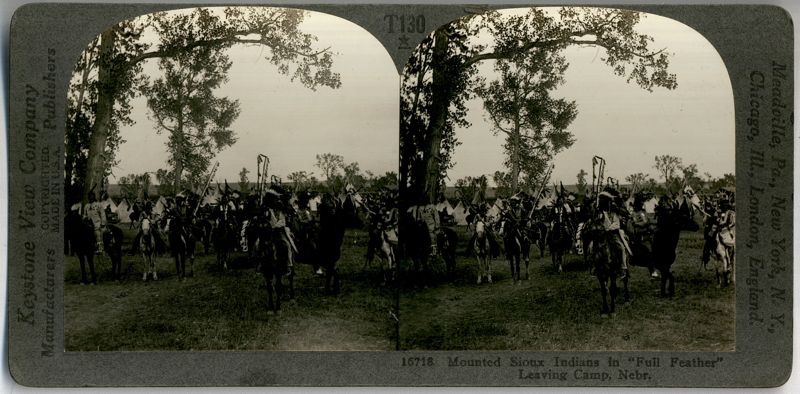 Mounted Sioux Indians in Full Feather Leaving Camp Nebraska