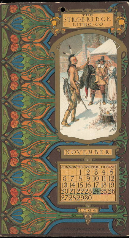 Strobridge Litho Co. November 1904 Thanksgiving Calendar