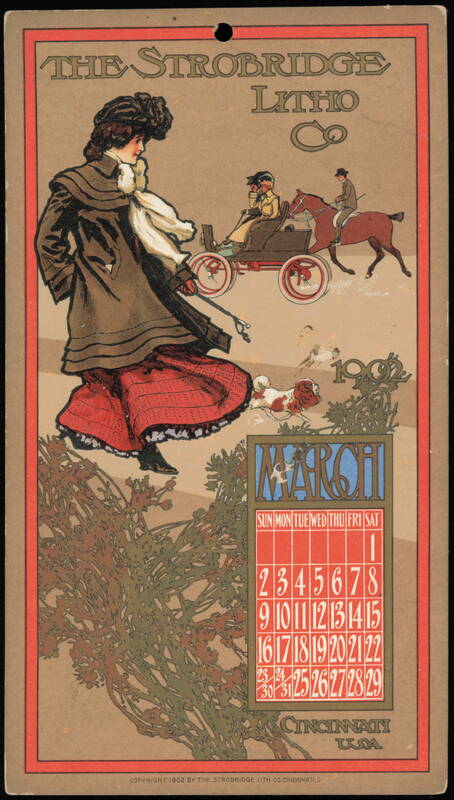 1902 March Calendar, The Strobridge Litho Co. Cincinnati