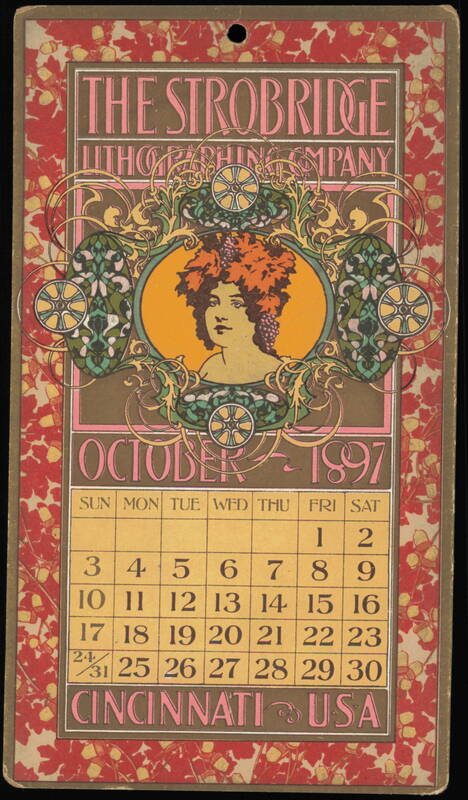 The Strobridge Lithographing Company October 1897 Calendar