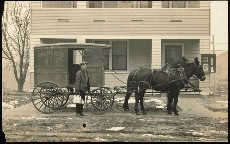 Overland Dairy Horse-Drawn Milk Delivery Wagon
