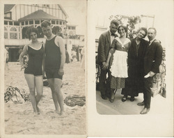 Lot of 2: Couple in Swimwear at Binz Beach, Rügen, 1923 Postcard