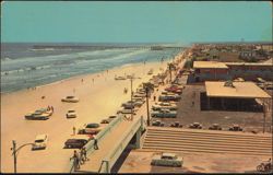 Beach Scene Looking South Towards Fishing Pier Postcard