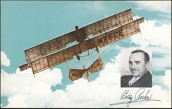 Billy Parker and 1912 Model Pusher Airplane Phillips 66 Postcard