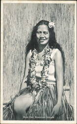 Hula Girl, Hawaiian Islands, 1944 WWII Naval Correspondence Postcard