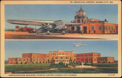 Municipal Airport and Fairfax Airport Terminal Buildings Postcard