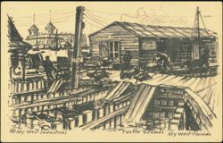 Key West Industries Turtle Crawls Lithograph Drawing Postcard