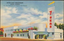 Seven Seas Restaurant, Marine Cocktail Lounge, Miami Postcard