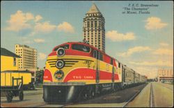 F.E.C. Streamliner The Champion Train in Miami Florida Locomotives Postcard