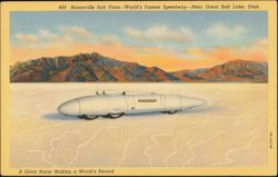 Bonneville Salt Flats World's Fastest Speedway Giant Racer Postcard