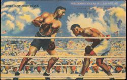 Jack Dempsey Knocks Out Jess Willard, July 4, 1919 Postcard