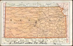 Map of Kansas Hawkeye State Industries and Resources Postcard