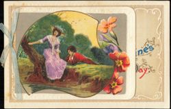 Valentine's Day Couple Sitting by a Tree Postcard