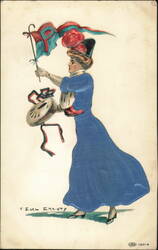 Silk College Girl University of Pennsylvania Postcard