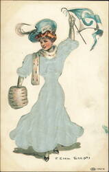 Silk Columbia University College Girl Postcard