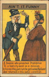 Ain't It Funny Prohibition Deacon Cartoon Postcard