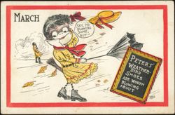 March Weatherbird Shoes Advertising Illustration Postcard