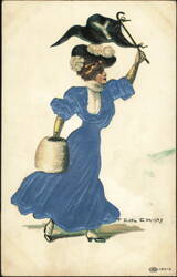 Silk Yale College Girl Postcard