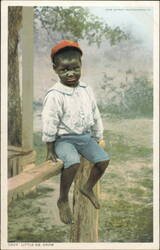Little Eb. Snow, Young Boy Sitting on a Fence Postcard