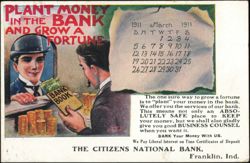 Citizens National Bank Advertising, Franklin, Indiana Postcard