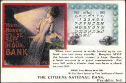 Citizens National Bank Advertising with 1911 Calendar Postcard