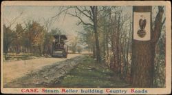 Case Steam Roller Building Country Roads Postcard