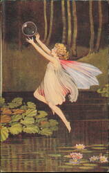 Fairy Tossing up the Rainbow Bubbles, Elves and Fairies Postcard
