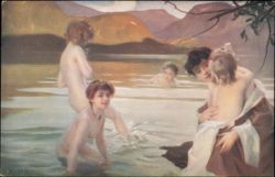 Baigneuses by Paul Chabas, Bathing Women and Children Postcard
