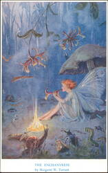 The Enchantress Fairy Playing Flute by Margaret W. Tarrant Postcard
