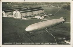 Graf Zeppelin Landing at Friedrichshafen Airship Hangar Postcard