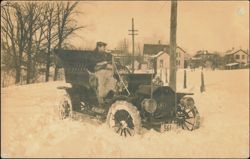 Man in Reo Automobile Stuck in Deep Snow Postcard