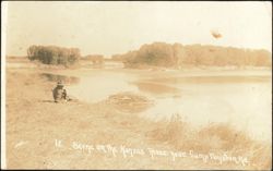 Kansas River Scene near Camp Funston, Kansas Postcard