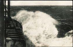 Ocean Liner Crashing Through Heavy Seas Postcard