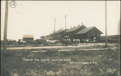 Norfolk Junction Depot Scene with Horse-Drawn Carriages Postcard
