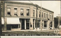 Platte Valley State Bank Building, Central City, Nebraska Postcard