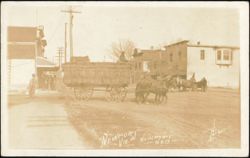 Hay Wagon on Street in Newport, Nebraska Postcard