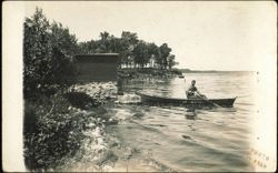 Adolf Dehn in Rowboat on Lake, Waterville Postcard