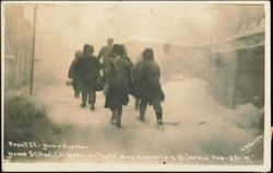 School Children Walking Home in a Blizzard, Front Street Postcard