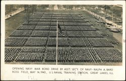 Navy War Bond Drive, Ross Field, Great Lakes, 1943 Postcard