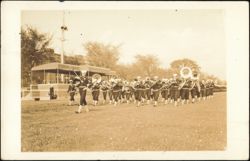 US Navy Band Marching at Great Lakes Naval Training Station Postcard