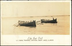 Life Boat Drill at U.S. Naval Training Station Postcard