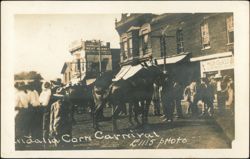 Corn Carnival Street Scene with Vandalia Meat Market Postcard