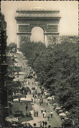 Arc de Triomphe and Champs-Élysées Street Scene Postcard