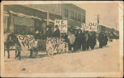 Porter and Wife Wedding Tour Parade in Snow, 1909 Postcard