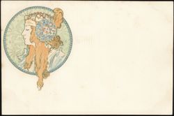 Art Nouveau Illustration of Woman by Alphonse Mucha Postcard