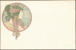 Art Nouveau Profile Portrait by Alphonse Mucha Postcard
